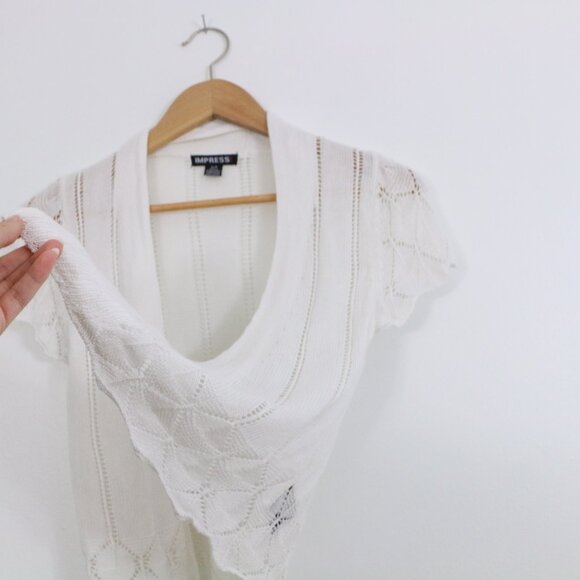 *Impress White Crochet Cropped Cardigan - Picture 5 of 7